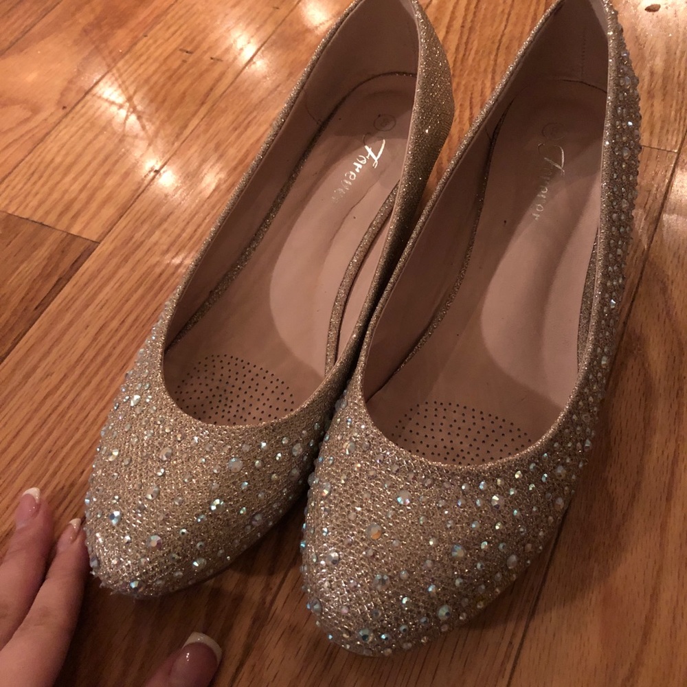 Gold Rhinestone Flats